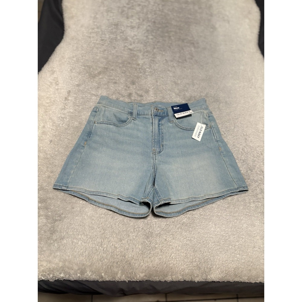 New Old Navy High Rise Wow Light Wash Denim Shorts Size 4 4" Inseam